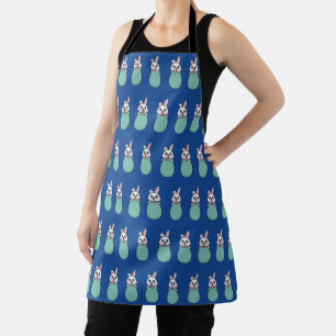 Cute White Bunny Holding Easter Egg Pattern Apron