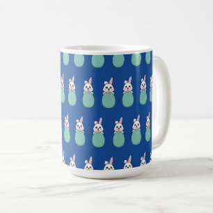 Cute White Bunny Holding Easter Egg Pattern Coffee Mug