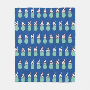 Cute White Bunny Holding Easter Egg Pattern Fleece Blanket