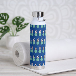 Cute White Bunny Holding Easter Egg Pattern Water Bottle