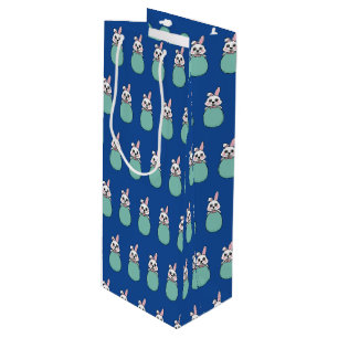 Cute White Bunny Holding Easter Egg Pattern Wine Gift Bag