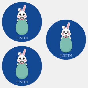 Cute White Bunny Holding Easter Egg   Personalise
