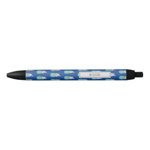Cute White Bunny Holding Easter Egg Personalise Black Ink Pen