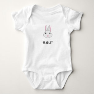 Cute white bunny on baby bodysuit
