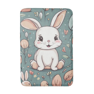 Cute white bunny pattern bath mat