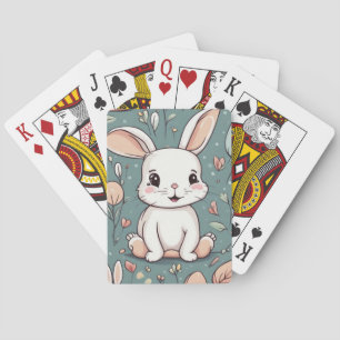 Cute white bunny pattern playing cards
