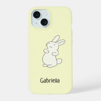 Cute white bunny personalised name yellow