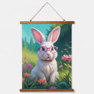 Cute White Bunny Potrait-68054 Hanging Tapestry
