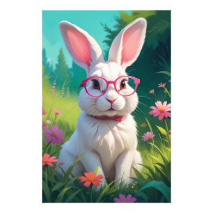 Cute White Bunny Potrait-68054 Photo Print