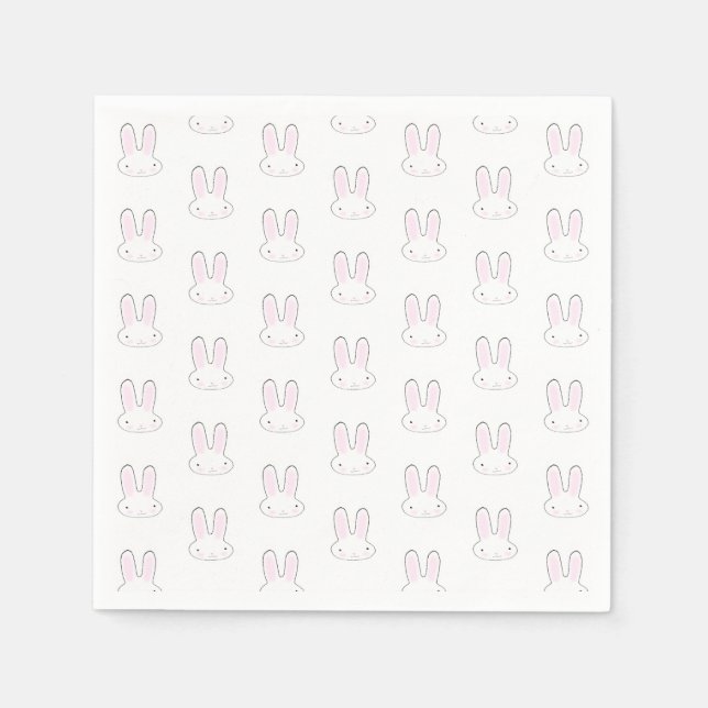 Cute white bunny rabbit fun modern pattern napkin (Front)
