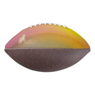 Cute White Bunny Rabbit on Grassy Hill at Sunrise American Football