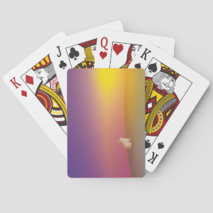 Cute White Bunny Rabbit on Grassy Hill at Sunrise Playing Cards