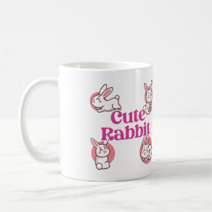 Cute White Bunny Rabbits Kawaii Easter Pattern Coffee Mug