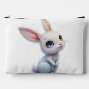 Cute White Bunny with Big Blue Eyes Accessory Pouch