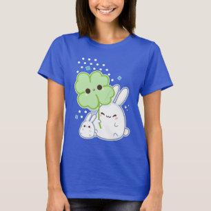 Cute white bunny with kawaii clover T-Shirt