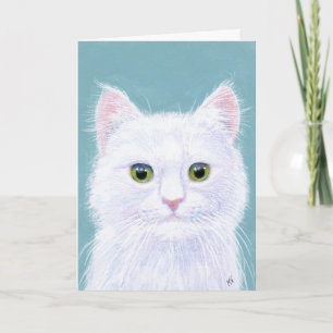 Cute White cat any occasion or birthday card