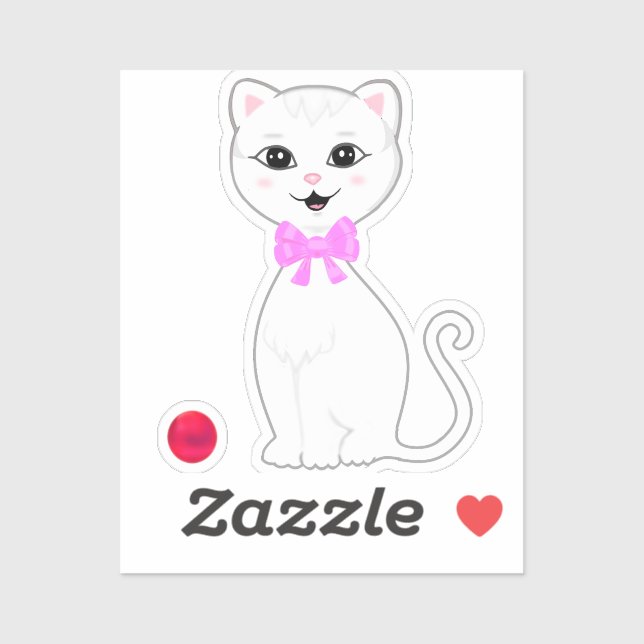Cute White Cat Cartoon (Sheet)