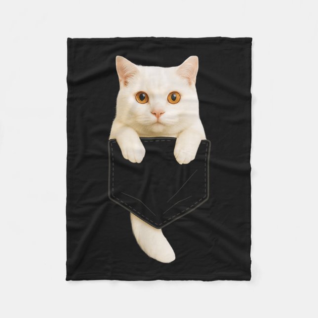 Cute White Cat Cket Funny Cat Mum Cat Dad Cat Love Fleece Blanket (Front)