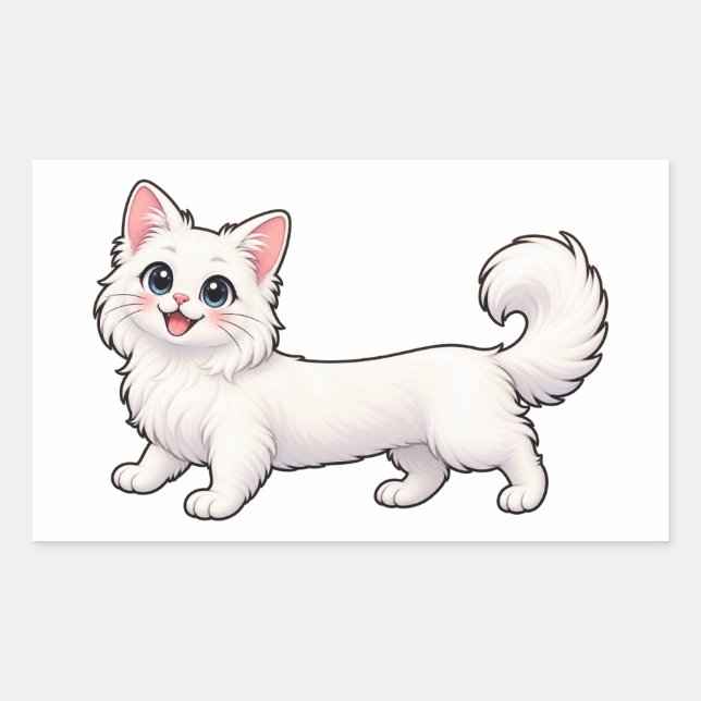 Cute White Cat Dachshund Sticker – Kawaii Long Bod (Front)