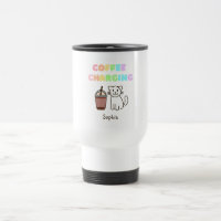 Cute White Cat&Funny Coffee Caffeine Rainbow
