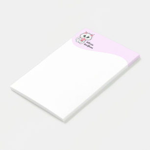 Cute White Cat Holding A Heart 1 Post-it Notes