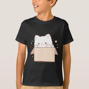 Cute White Cat In A Box Japanese Kawaii Cartoon Gr T-Shirt