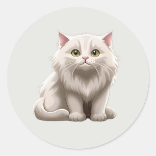 Cute white cat kawaii kittens, pets and animals classic round sticker