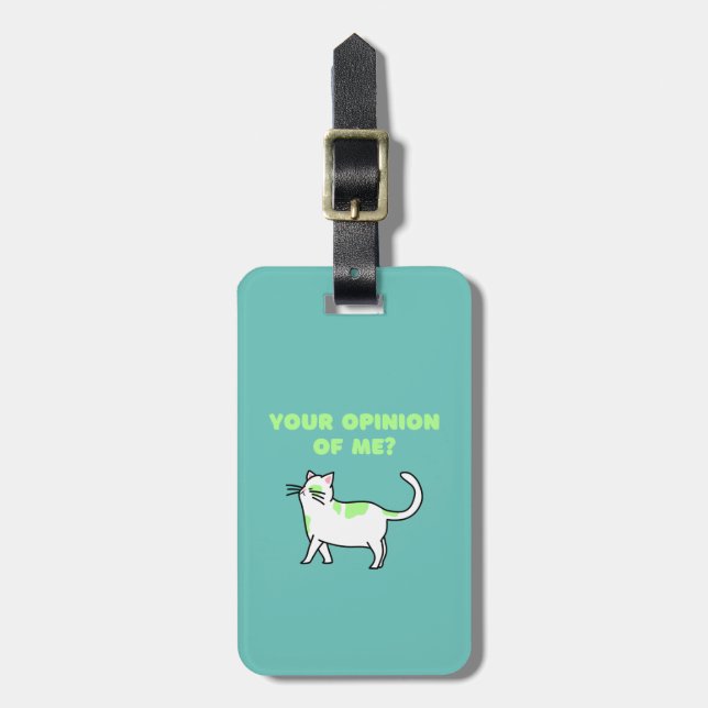 Cute White Cat Luggage Tag (Front Vertical)