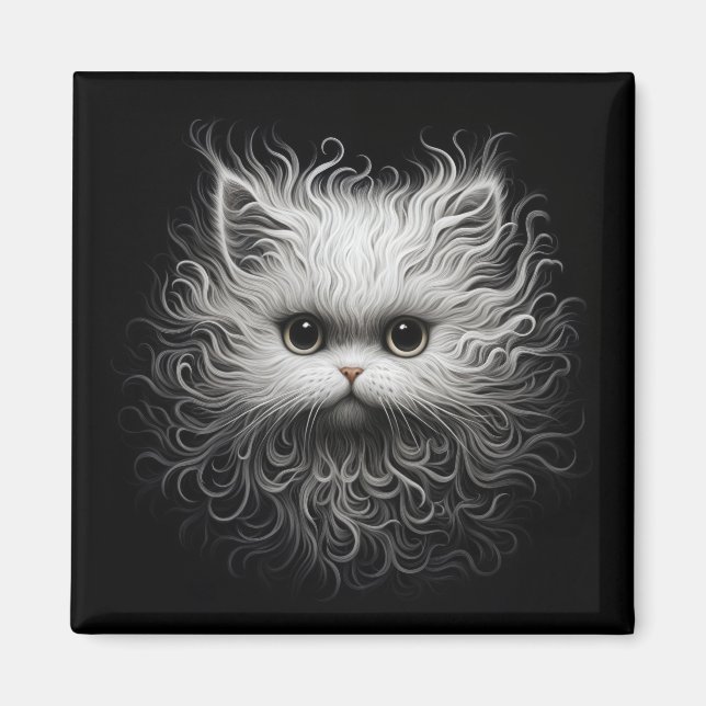 Cute White Cat Magnet (Front)