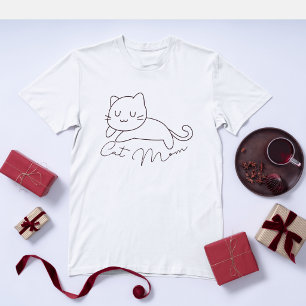Cute white Cat Mum Simple Funny Cat Lover T-Shirt