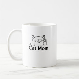 Cute white Cat Mum Simple Funny womens cat lover Coffee Mug