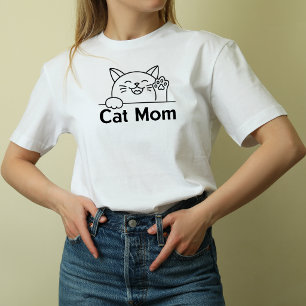 Cute white Cat Mum Simple Funny womens cat lover T-Shirt