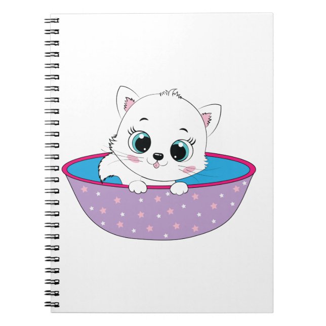 cute white cat notebook (Front)