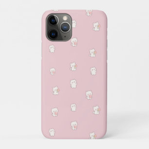 Cute White Cat Pattern – Kawaii Hearts & Flowers iPhone 11 Pro Case
