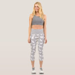 Cute White Cat Pattern Light Grey  Capri Leggings<br><div class="desc">Cute white silhouettes of various cat poses in repeat pattern on custom colour background.</div>