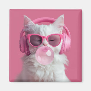  Cute  White Cat  – Personalised Magnet