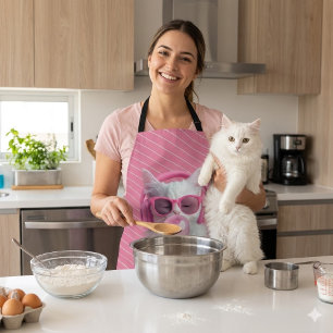  Cute  White Cat  – Personalized Apron