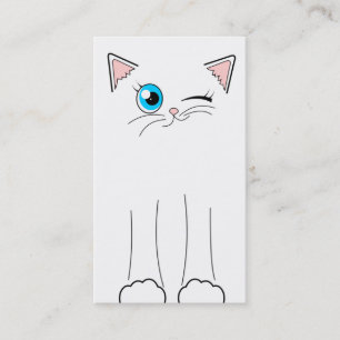 Cute White Cat Pet Sitting Service Business Card