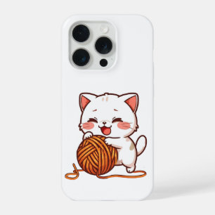 Cute White Cat Playing with Woollen Ball Cover