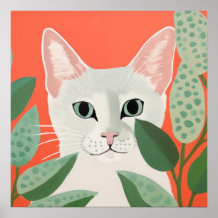 Cute White Cat Poster