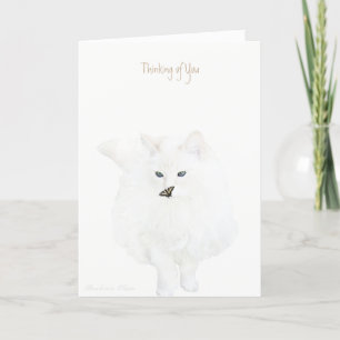 Cute White cat--Thinking of You: Card