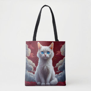 Cute White Cat Tote Bag