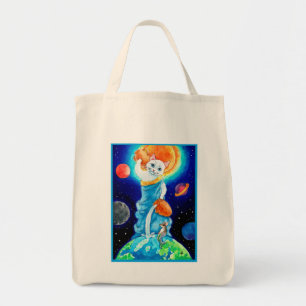 Cute White Cat Water Goddess Tote Bag