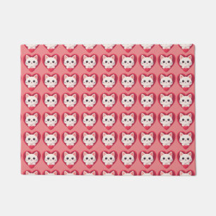 Cute White Cat with Heart Kawaii Kitty Love Design Doormat