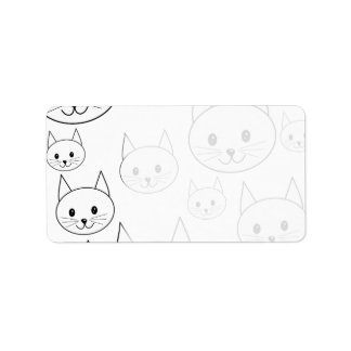 Cute White Cats Pattern. Label
