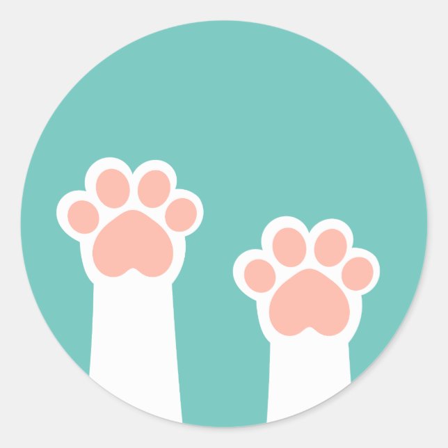Cute white cats paws up Sticker (Front)
