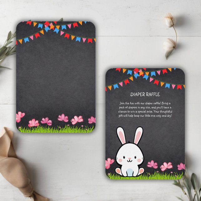 Cute White Chalkboard Bunny Baby Shower Enclosure Card (Creator Uploaded)