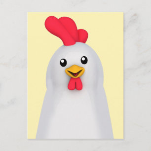 Cute White Chicken / White Rooster Postcard