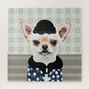 Cute White Chihuahua Dog Portrait Jigsaw Puzzle