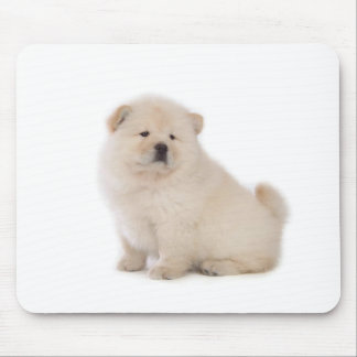 cute white chow chow puppy pup dog mouse mat